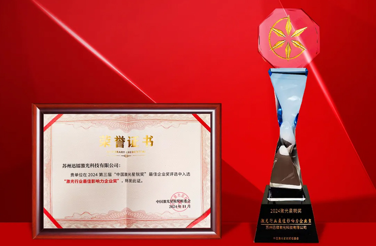 榮譽+1 | 迅鐳激光榮獲“2024激光行業最佳影響力企業獎”